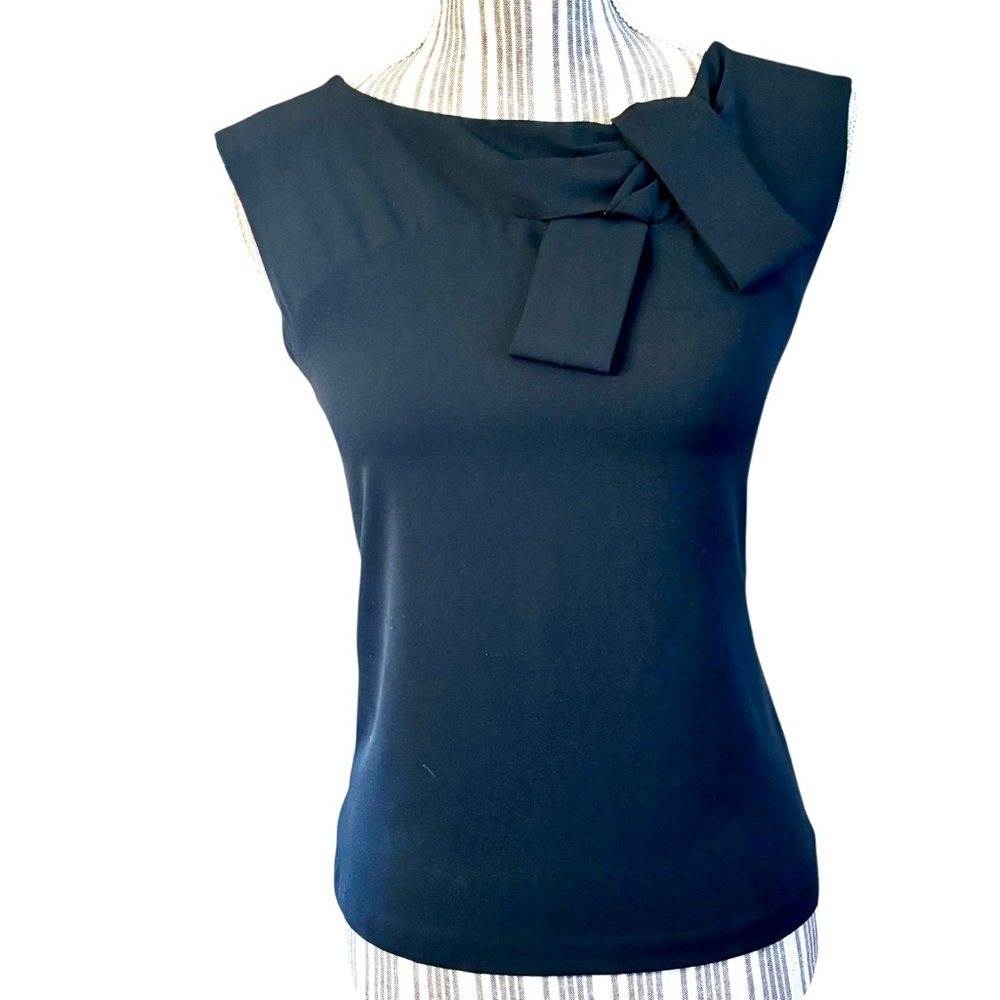 The Limited Scandal Collection Blouse XXS Petite Black Sleeveless Bow Back Zip